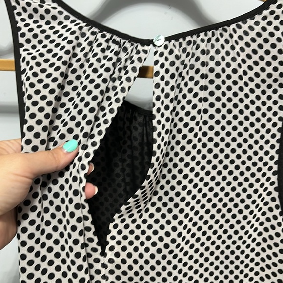 Daniel Rainn size large polka dot blouse layered sheer top - Picture 5 of 8